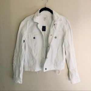 NWT destroyed white denim jacket